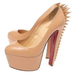 Pre Owned Christian Louboutin Beige Leather Electropump Platform Pumps Size 36