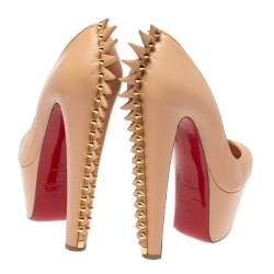 Pre Owned Christian Louboutin Beige Leather Electropump Platform Pumps Size 36