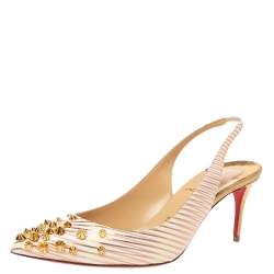 Pre Owned Christian Louboutin White Drama Spike Slingback Sandals Size 38