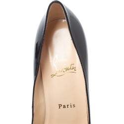 Pre Owned Christian Louboutin Black Patent Leather Very Prive Peep Toe Platform Pumps Size 38.5