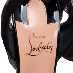Pre Owned Christian Louboutin PVC and Lace Spikaqueen Studded Accents Wrap Up Pumps Size 37