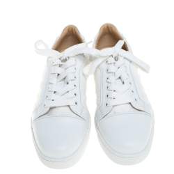 Pre Owned Christian Louboutin White Leather Vieira Orlato Low Top Sneakers Size 36