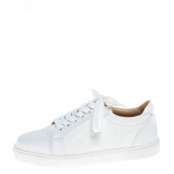 Pre Owned Christian Louboutin White Leather Vieira Orlato Low Top Sneakers Size 36