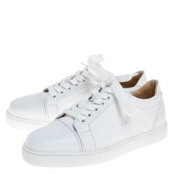 Pre Owned Christian Louboutin White Leather Vieira Orlato Low Top Sneakers Size 36