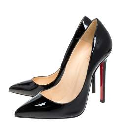 Pre Owned Christian Louboutin Black Patent Leather Pigalle Pointed Toe Pumps Size 38