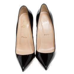 Pre Owned Christian Louboutin Black Patent Leather Pigalle Pointed Toe Pumps Size 38