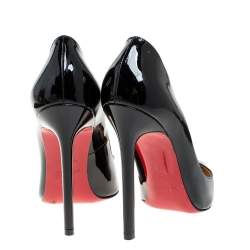 Pre Owned Christian Louboutin Black Patent Leather Pigalle Pointed Toe Pumps Size 38