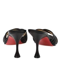 Pre Owned Christian Louboutin Black Leather Nicol Slide Sandals Size 38