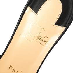 Pre Owned Christian Louboutin Black Leather Nicol Slide Sandals Size 38