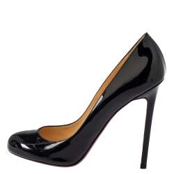 Pre Owned Christian Louboutin Black Patent Leather Simple Pumps Size 40.5