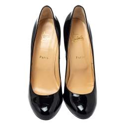 Pre Owned Christian Louboutin Black Patent Leather Simple Pumps Size 40.5