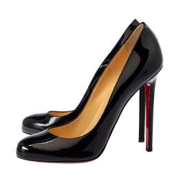 Pre Owned Christian Louboutin Black Patent Leather Simple Pumps Size 40.5