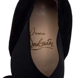 Pre Owned Christian Louboutin Black Suede And Elastic Big Dorcet Peep Toe Pumps Size 38.5