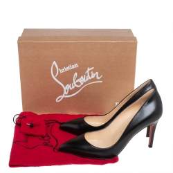 Pre Owned Christian Louboutin Black Leather Pigalle Pointed Toe Pumps Size 37