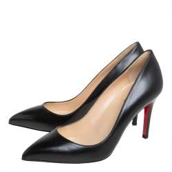 Pre Owned Christian Louboutin Black Leather Pigalle Pointed Toe Pumps Size 37