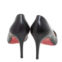 Pre Owned Christian Louboutin Black Leather Pigalle Pointed Toe Pumps Size 37