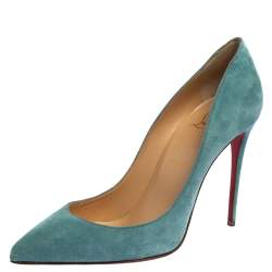 Pre Owned Christian Louboutin Blue Suede Pigalle Follies Pumps Size 38.5