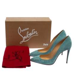 Pre Owned Christian Louboutin Blue Suede Pigalle Follies Pumps Size 38.5