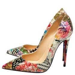 Pre Owned Christian Louboutin Multicolor Patent Leather Trash So Kate Pump Size 35.5