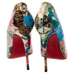 Pre Owned Christian Louboutin Multicolor Patent Leather Trash So Kate Pump Size 35.5