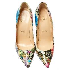 Pre Owned Christian Louboutin Multicolor Patent Leather Trash So Kate Pump Size 35.5