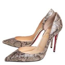 مملوكة مسبقًا Christian Louboutin Metallic Snakeskin, Glitter Iriza D'Orsay Pumps Size 37