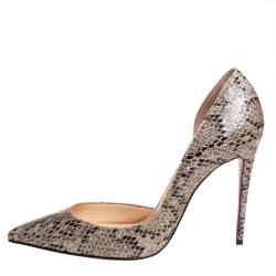 مملوكة مسبقًا Christian Louboutin Metallic Snakeskin, Glitter Iriza D'Orsay Pumps Size 37