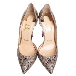 مملوكة مسبقًا Christian Louboutin Metallic Snakeskin, Glitter Iriza D'Orsay Pumps Size 37