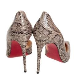 مملوكة مسبقًا Christian Louboutin Metallic Snakeskin, Glitter Iriza D'Orsay Pumps Size 37