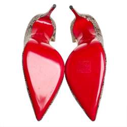 مملوكة مسبقًا Christian Louboutin Metallic Snakeskin, Glitter Iriza D'Orsay Pumps Size 37