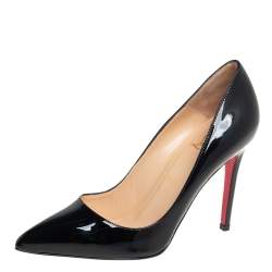 Pre Owned Christian Louboutin Black Patent Leather Pigalle Pointed Toe Pumps Size 38