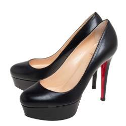 Pre Owned Christian Louboutin Black Leather Bianca Platform Pumps Size 35.5