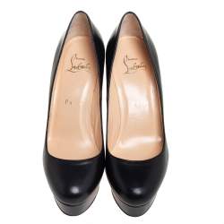 Pre Owned Christian Louboutin Black Leather Bianca Platform Pumps Size 35.5