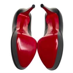 Pre Owned Christian Louboutin Black Leather Bianca Platform Pumps Size 35.5