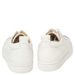 Pre Owned Christian Louboutin White Leather Gondola Strass Low Top Sneakers Size 41