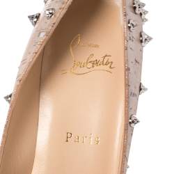 Pre Owned Christian Louboutin Beige Cork Print Fabric Aimantaclou Pumps Size 37.5