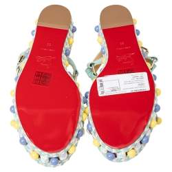Pre Owned Christian Louboutin Multicolor Leather Cataconico Platform Espadrille Sandals Size 35