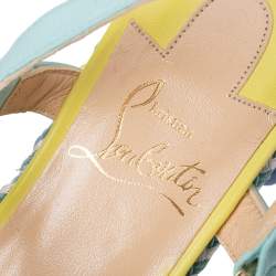 Pre Owned Christian Louboutin Multicolor Leather Cataconico Platform Espadrille Sandals Size 35