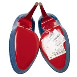 Pre Owned Christian Louboutin Blue Alligator Leather Bianca Platform Pumps Size 39