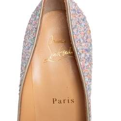 Pre Owned Christian Louboutin Multicolor Glitter Pigalle Follies Pumps Size 37