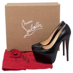 Pre Owned Christian Louboutin Black Leather Daffodile Platform Pumps Size 38