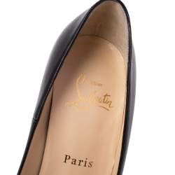 Pre Owned Christian Louboutin Black Leather Daffodile Platform Pumps Size 38