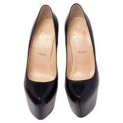 Pre Owned Christian Louboutin Black Leather Daffodile Platform Pumps Size 38
