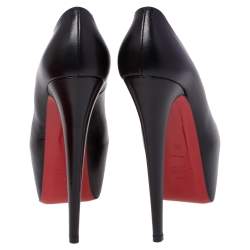 Pre Owned Christian Louboutin Black Leather Daffodile Platform Pumps Size 38