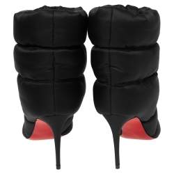 Pre Owned Christian Louboutin Black Padded Nylon Astro Puffer Ankle Boots Size 36