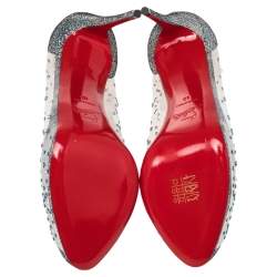 مملوكة مسبقًا Christian Louboutin  Grey Leather And PVC  Peep Toe  Pumps Size 40