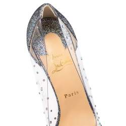 مملوكة مسبقًا Christian Louboutin  Grey Leather And PVC  Peep Toe  Pumps Size 40