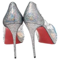 مملوكة مسبقًا Christian Louboutin  Grey Leather And PVC  Peep Toe  Pumps Size 40