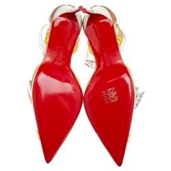 Pre Owned Christian Louboutin Multicolor Tape Trimmed PVC Metri Pumps Size 38