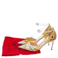 Pre Owned Christian Louboutin Multicolor Tape Trimmed PVC Metri Pumps Size 38
